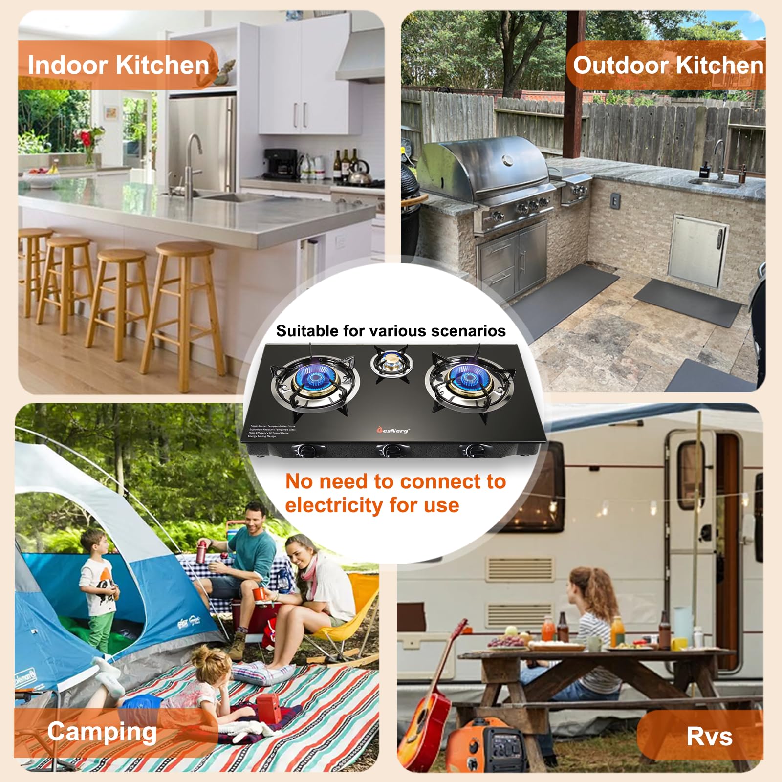 BesNerg outdoor kitchen setup demonstrates versatile use on patios and RVs.