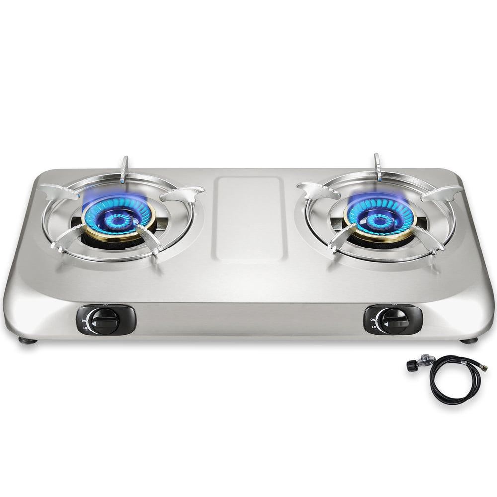 BesNerg propane stove 2-burner top for fast outdoor meals