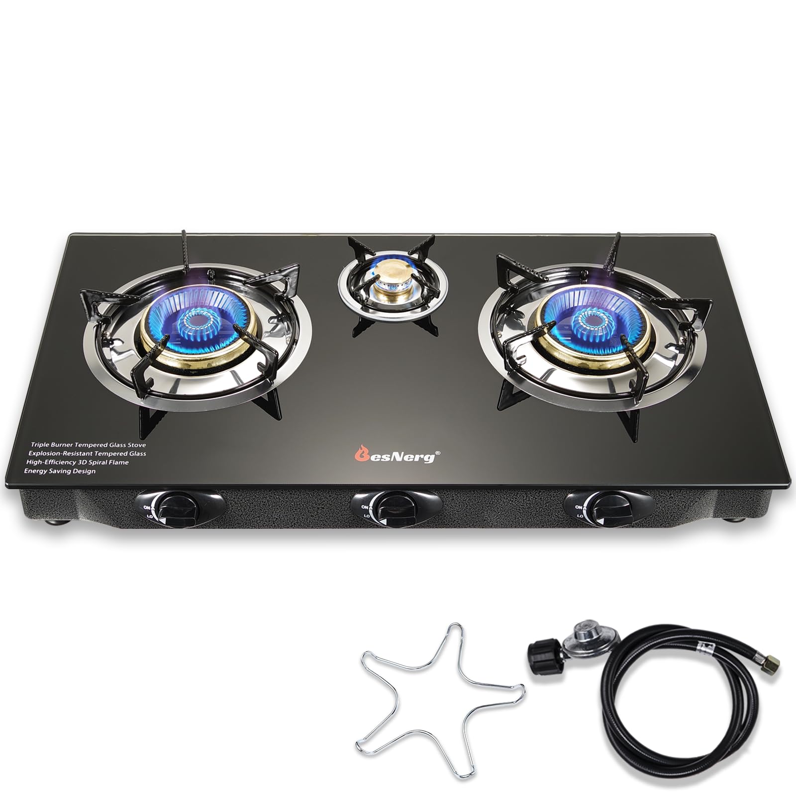 BesNerg propane stove top view for compact outdoor cooking on camping trips.