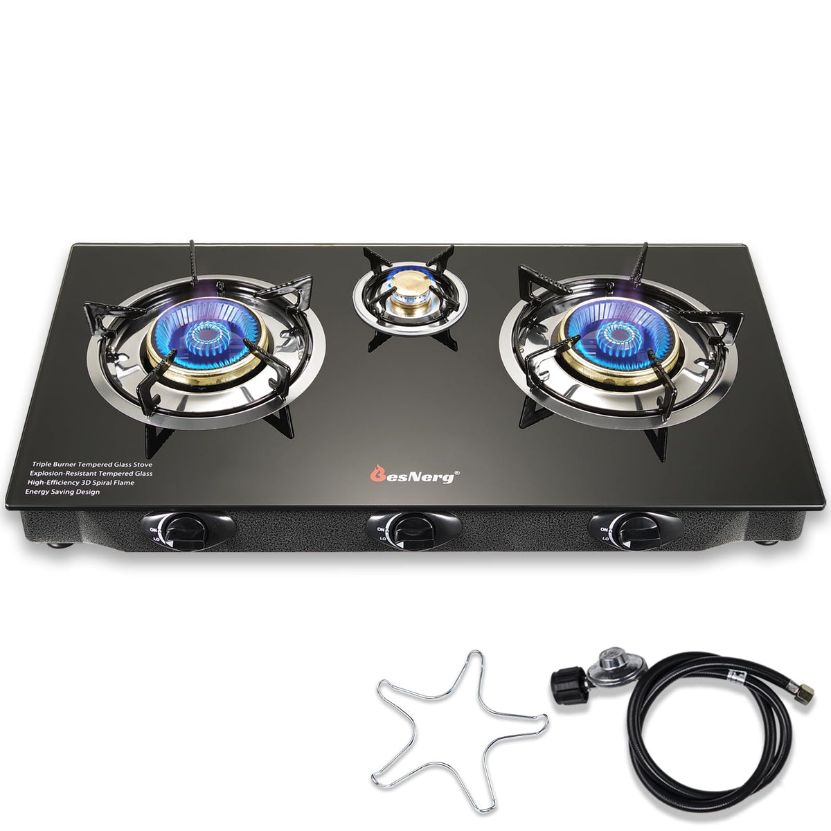 BesNerg propane stove top view for compact outdoor cooking on camping trips.