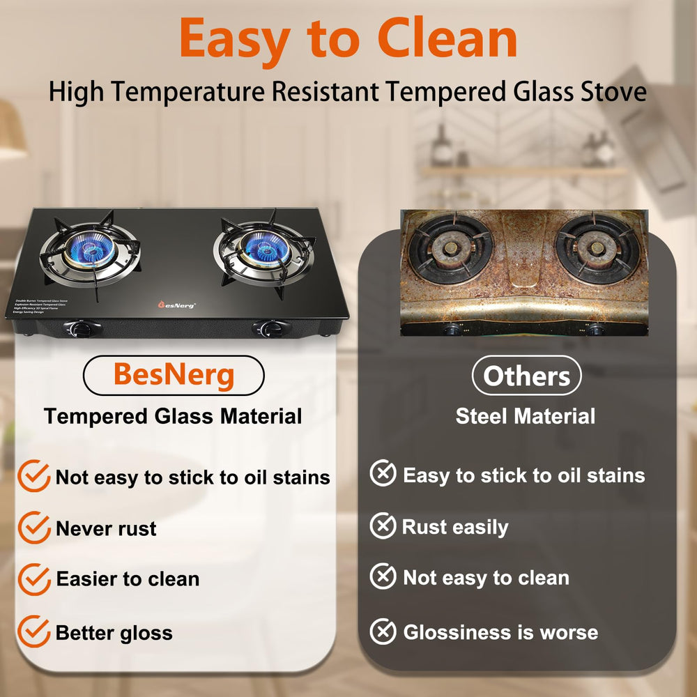 BesNerg propane stove piezo-ignition delivers ignition without power needs