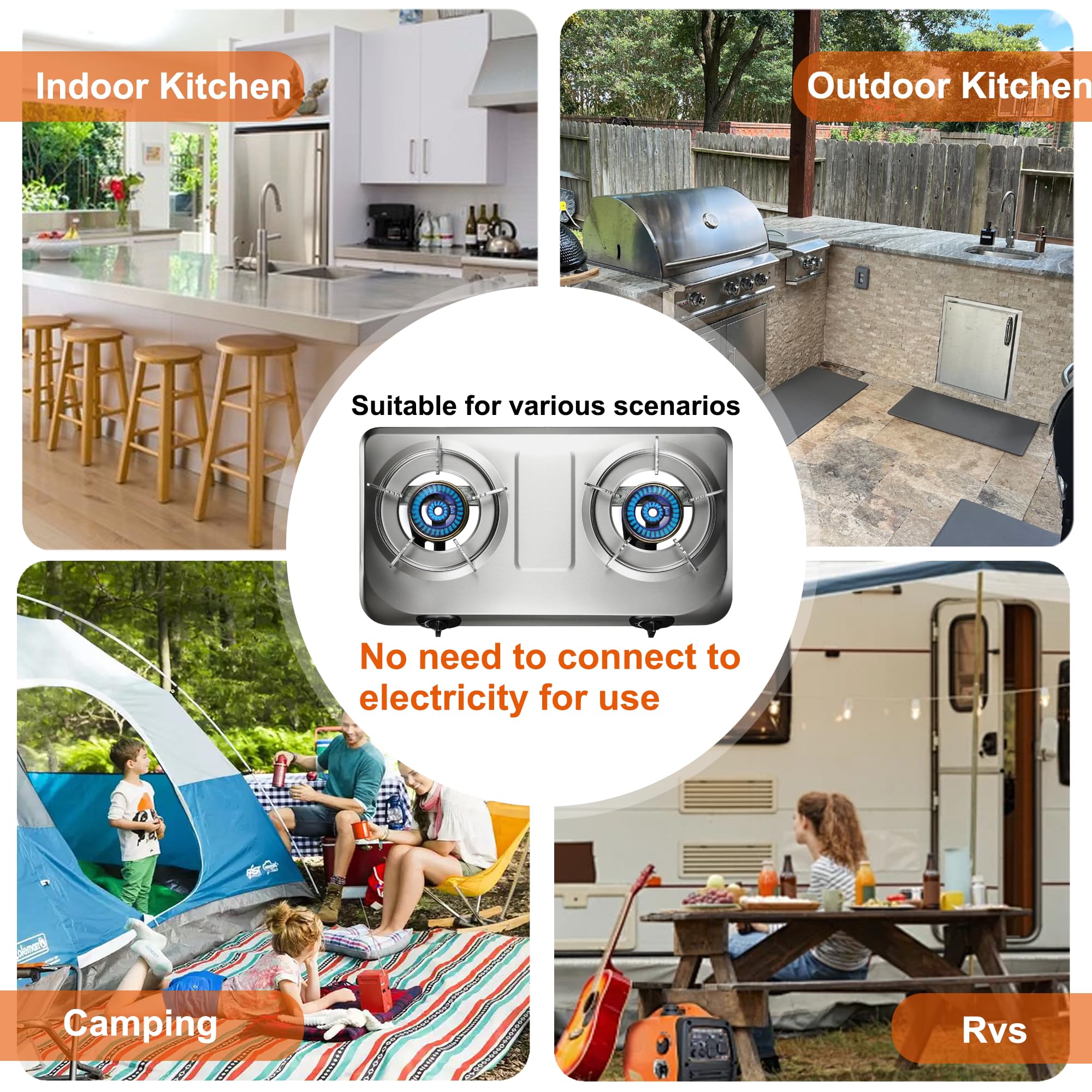 BesNerg propane stove top view highlighting durable metal construction