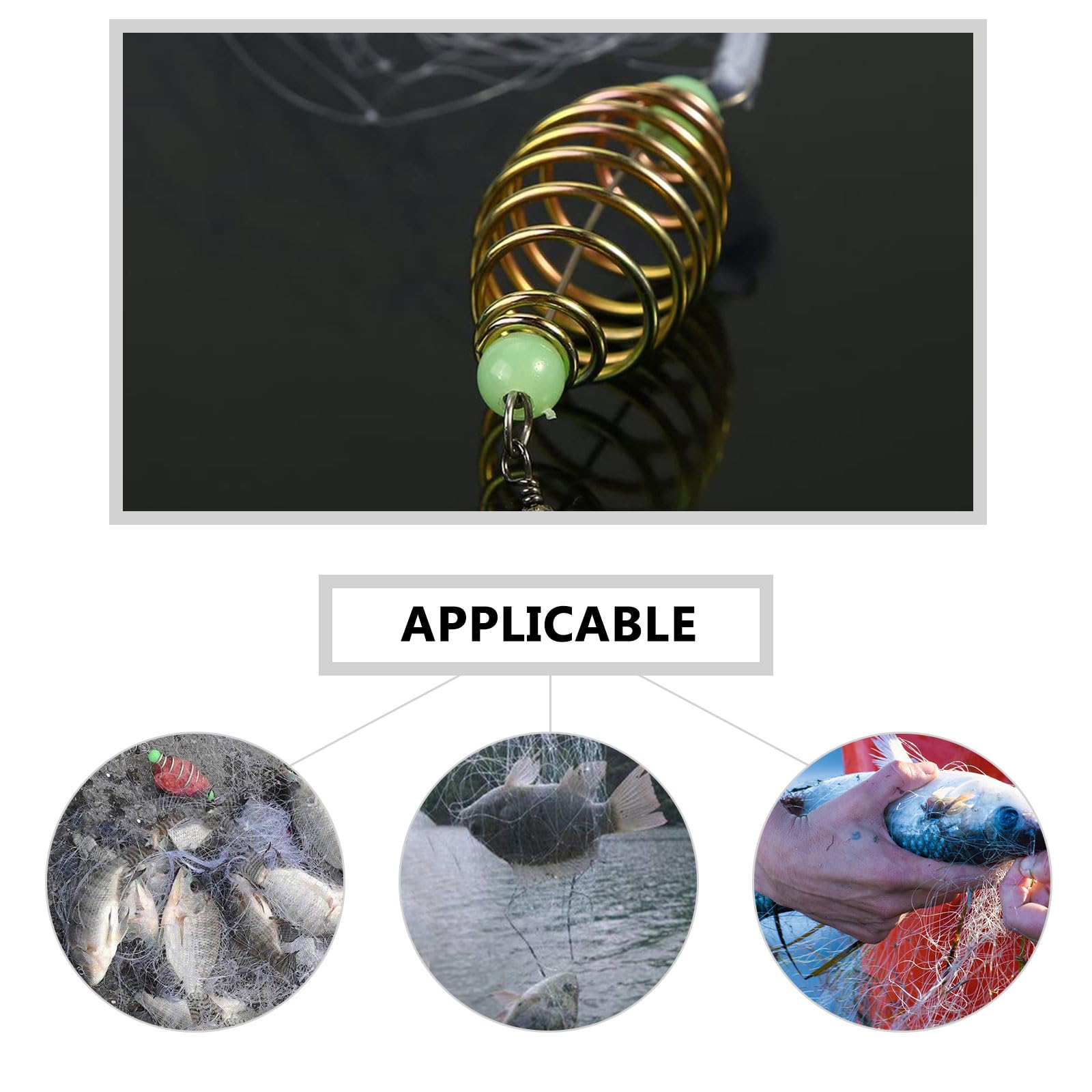 BESPORTBLE copper spring bait cage improves entry flow for relaxed net configuration