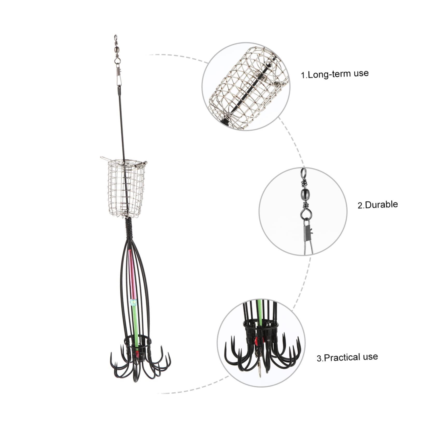 BESPORTBLE bait cage demonstrates controlled bait release for cleaner rigs.