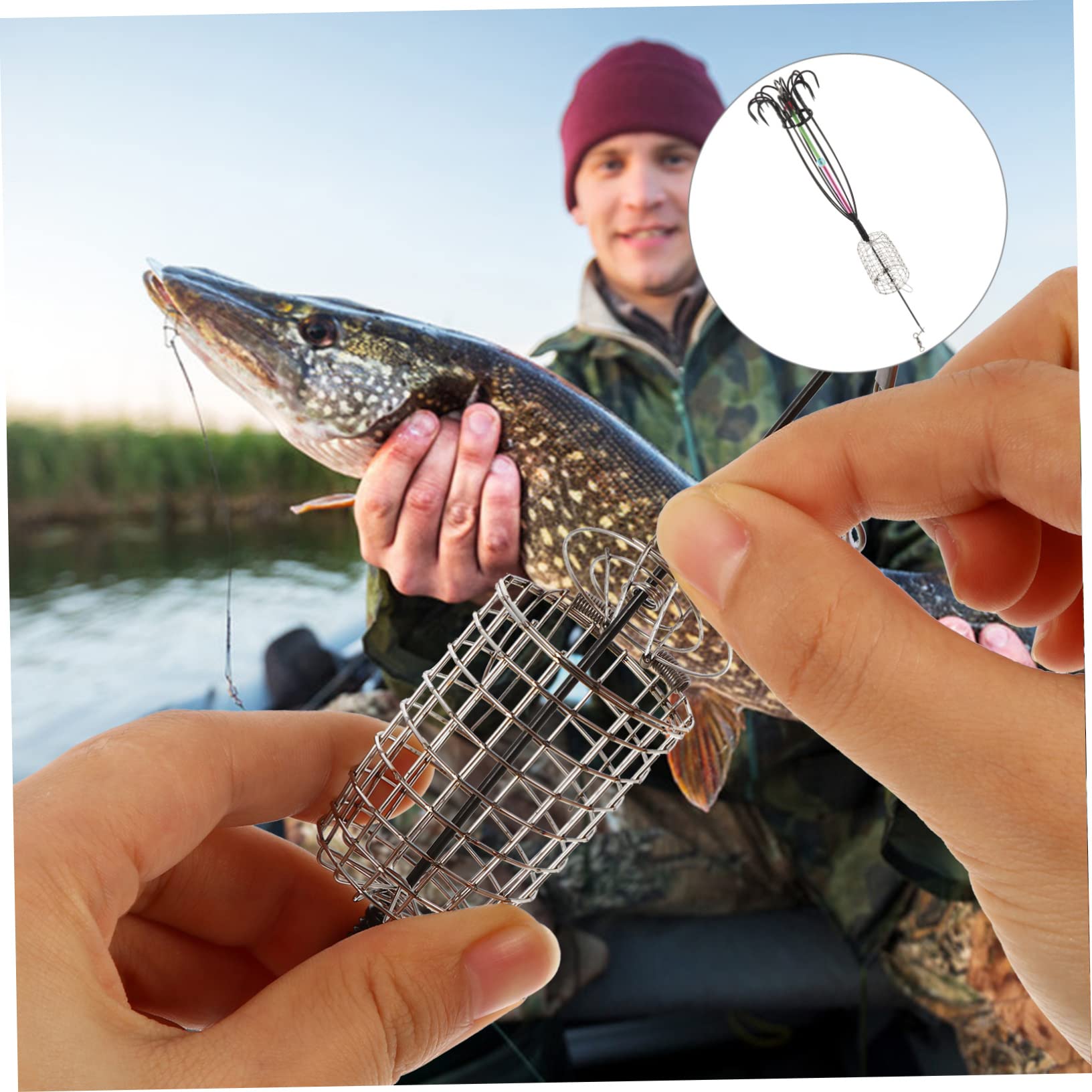 BESPORTBLE bait cage made from durable iron supports reuse across trips.