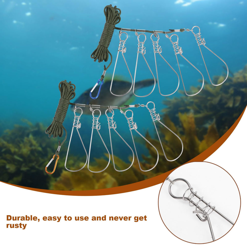 Besportble stringer used on a lakeside dock during fishing