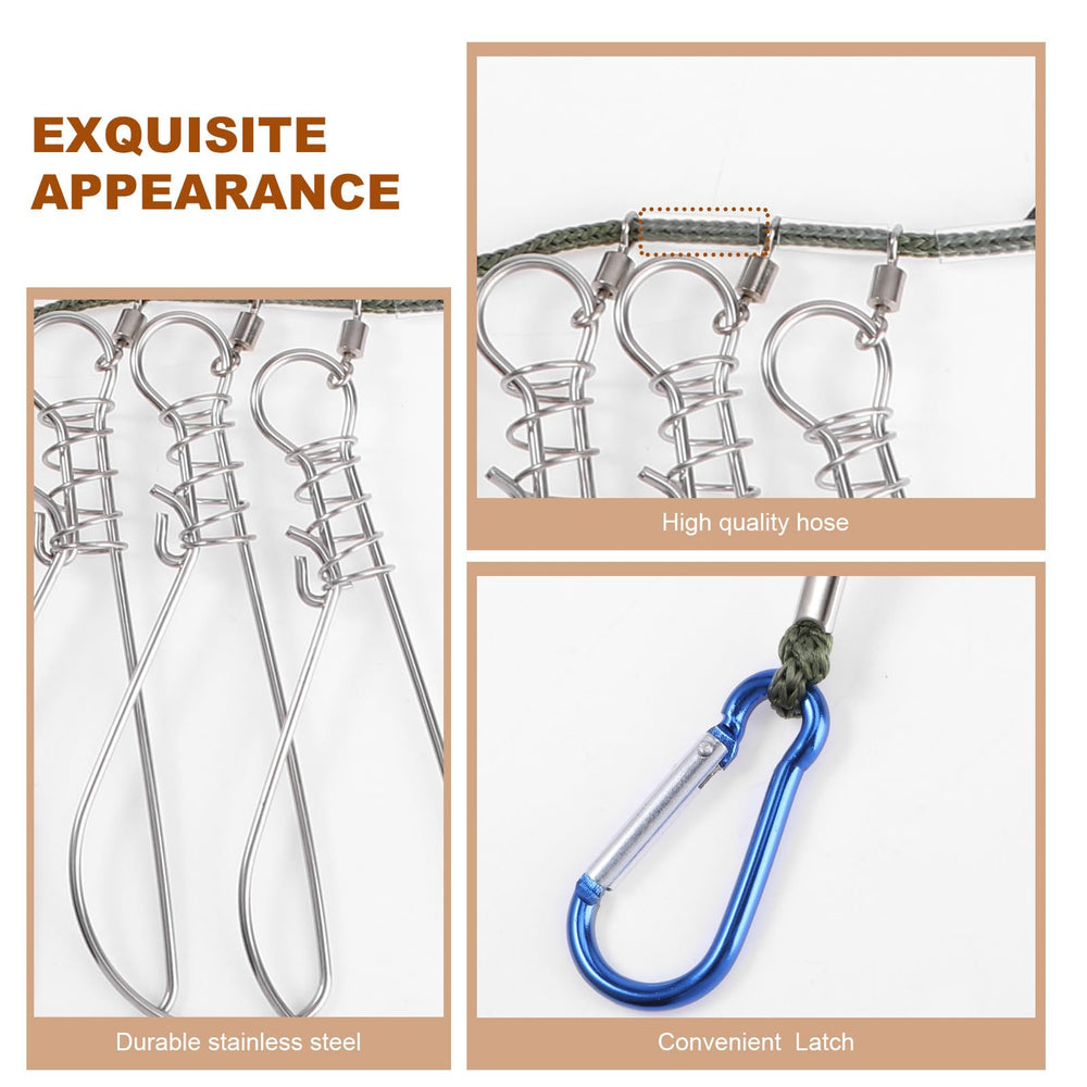 Besportble fish stringer with multiple snaps ready for field use