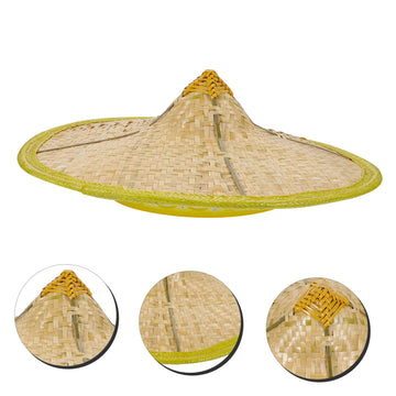 BESPORTBLE Japanese handmade bamboo hat with intricate weave for festival style