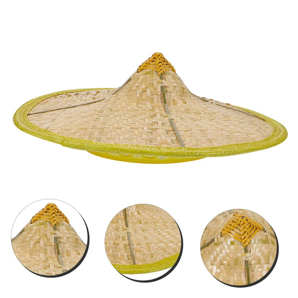 BESPORTBLE Japanese handmade bamboo hat with intricate weave for festival style