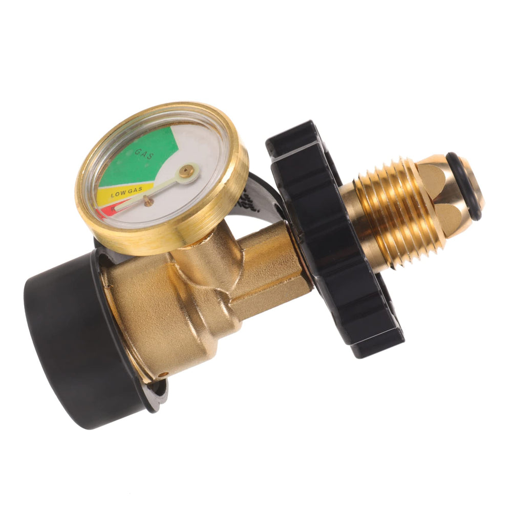 Besportble propane adapter brass body close-up highlights durable outdoor connection.