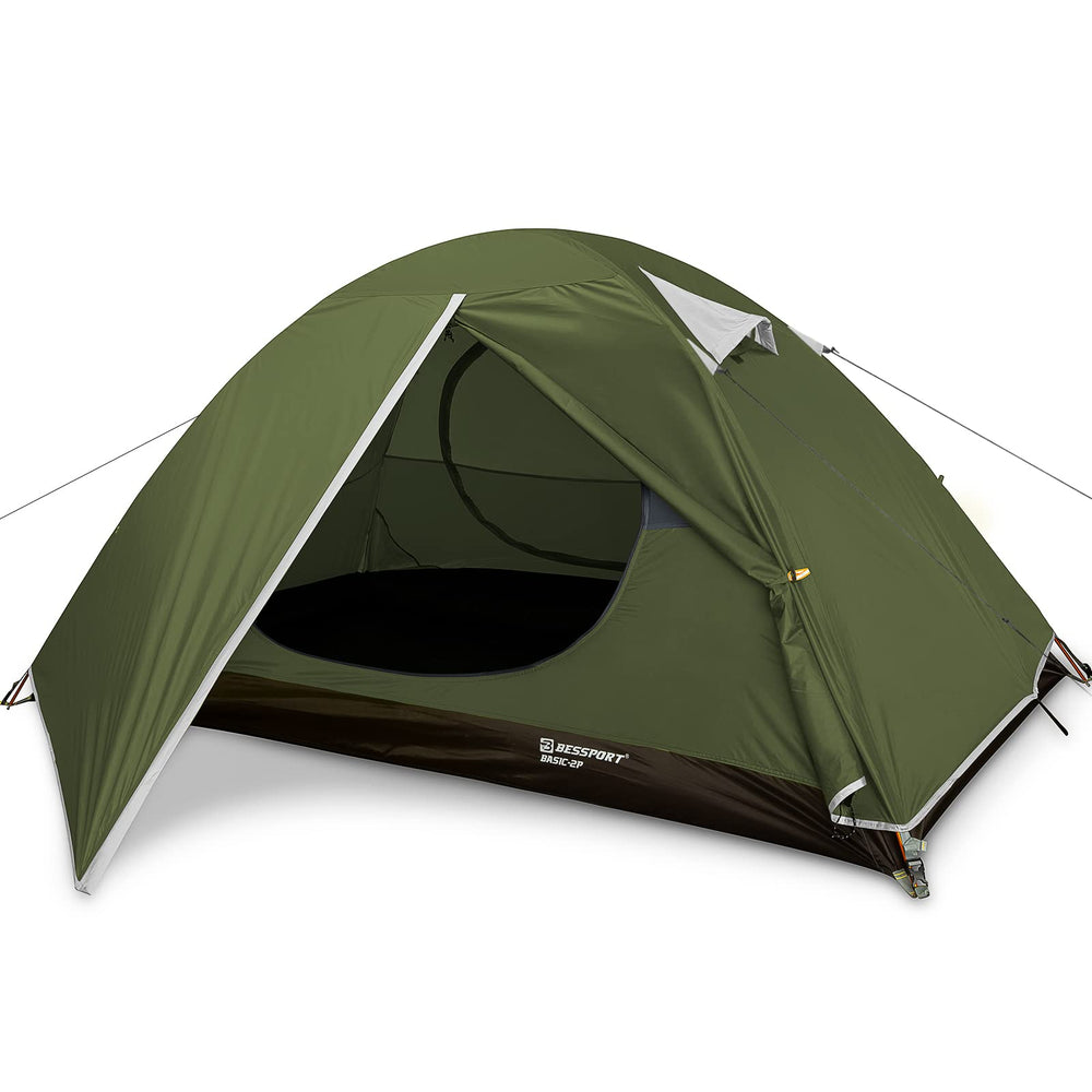 Bessport 2-person tent front view shows spacious interior for comfortable two-person camping