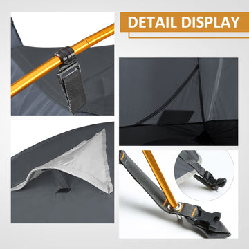 Bessport 2P tent welded floor keeps feet dry on damp ground.