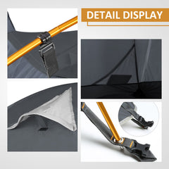 Bessport 2P tent welded floor keeps feet dry on damp ground.