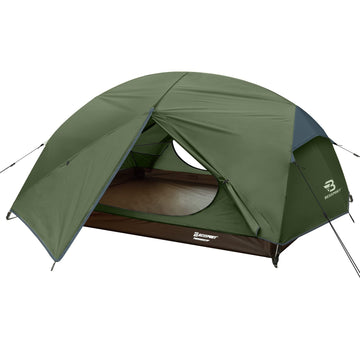 Bessport 3-Person Tent front view highlights spacious interior for family camping adventures.
