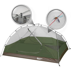 Bessport 3-Person Tent pole setup enables quick, snag-free pitching.