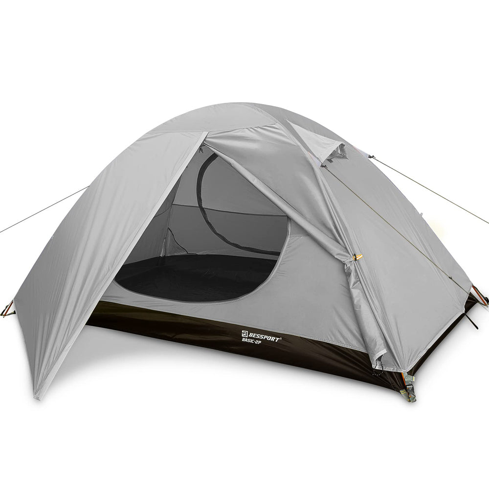 Bessport 2-person tent setup shows roomy interior for two campers.