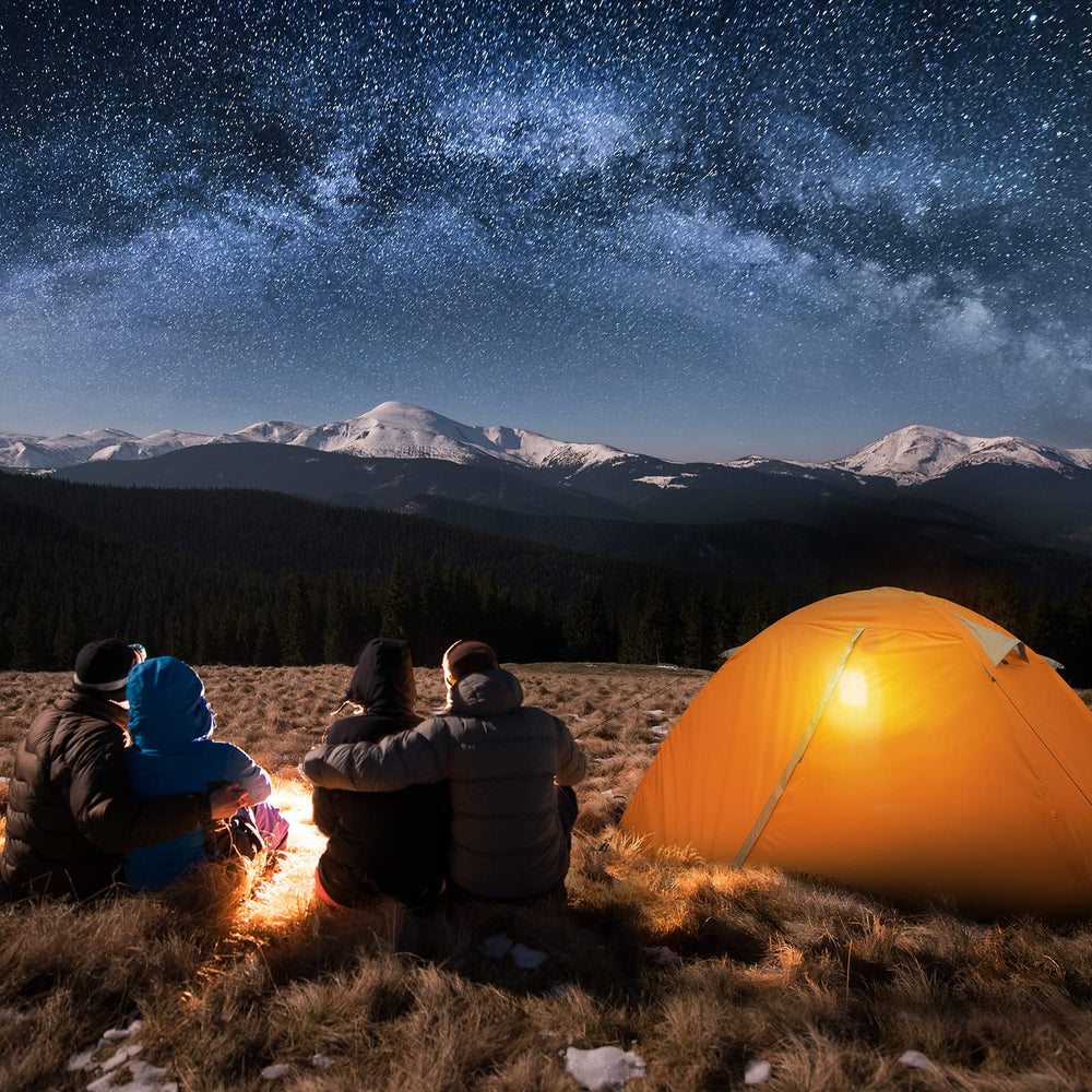 Bessport lightweight aluminum stakes secure the tent in windy environments.