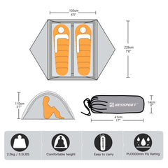 Bessport camping tent setup-poles illustrating quick, snag-free assembly on any terrain.