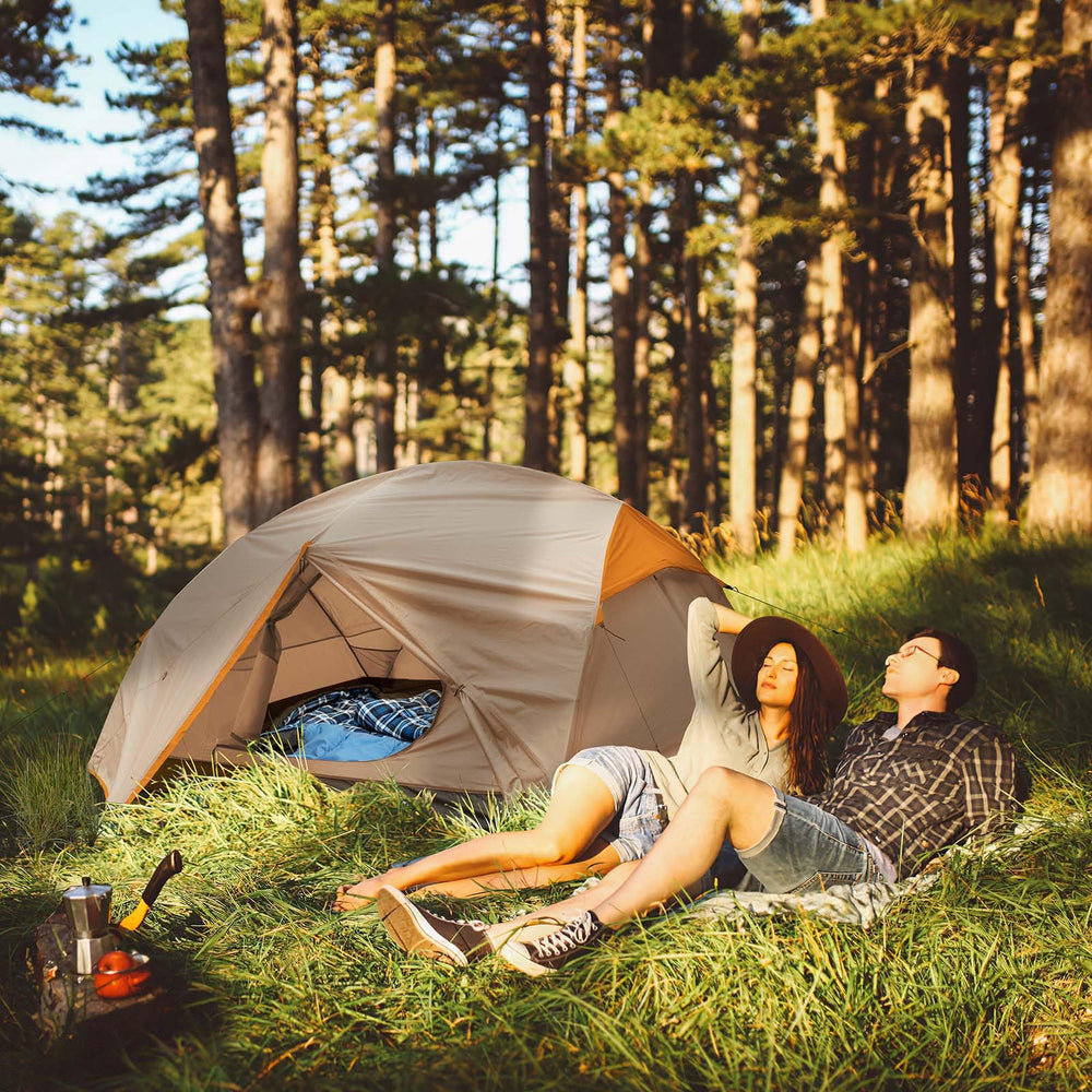 Bessport camping tent two-door design enables easy access and ventilation.