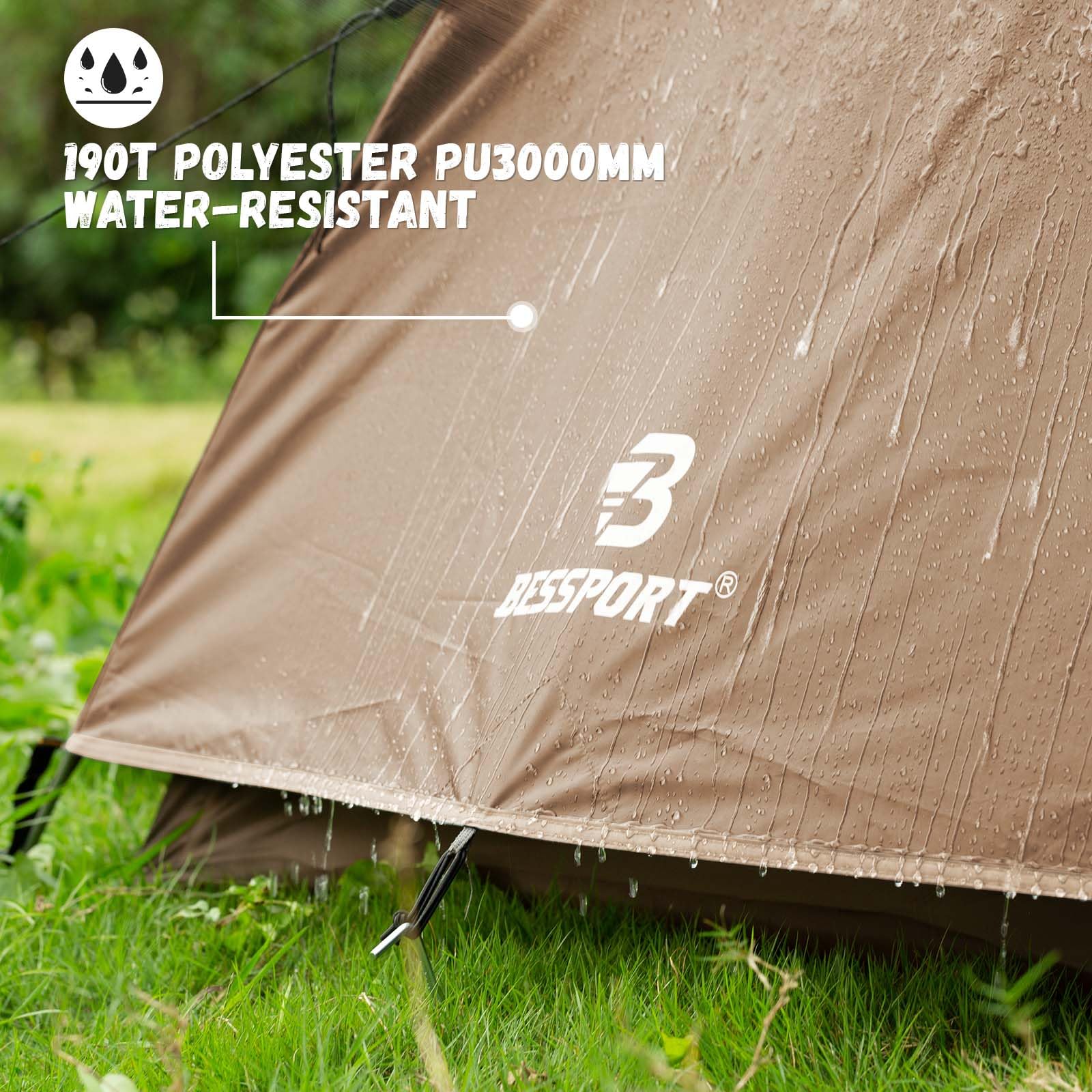 Bessport camping tent ventilation with mesh window provides fresh airflow.