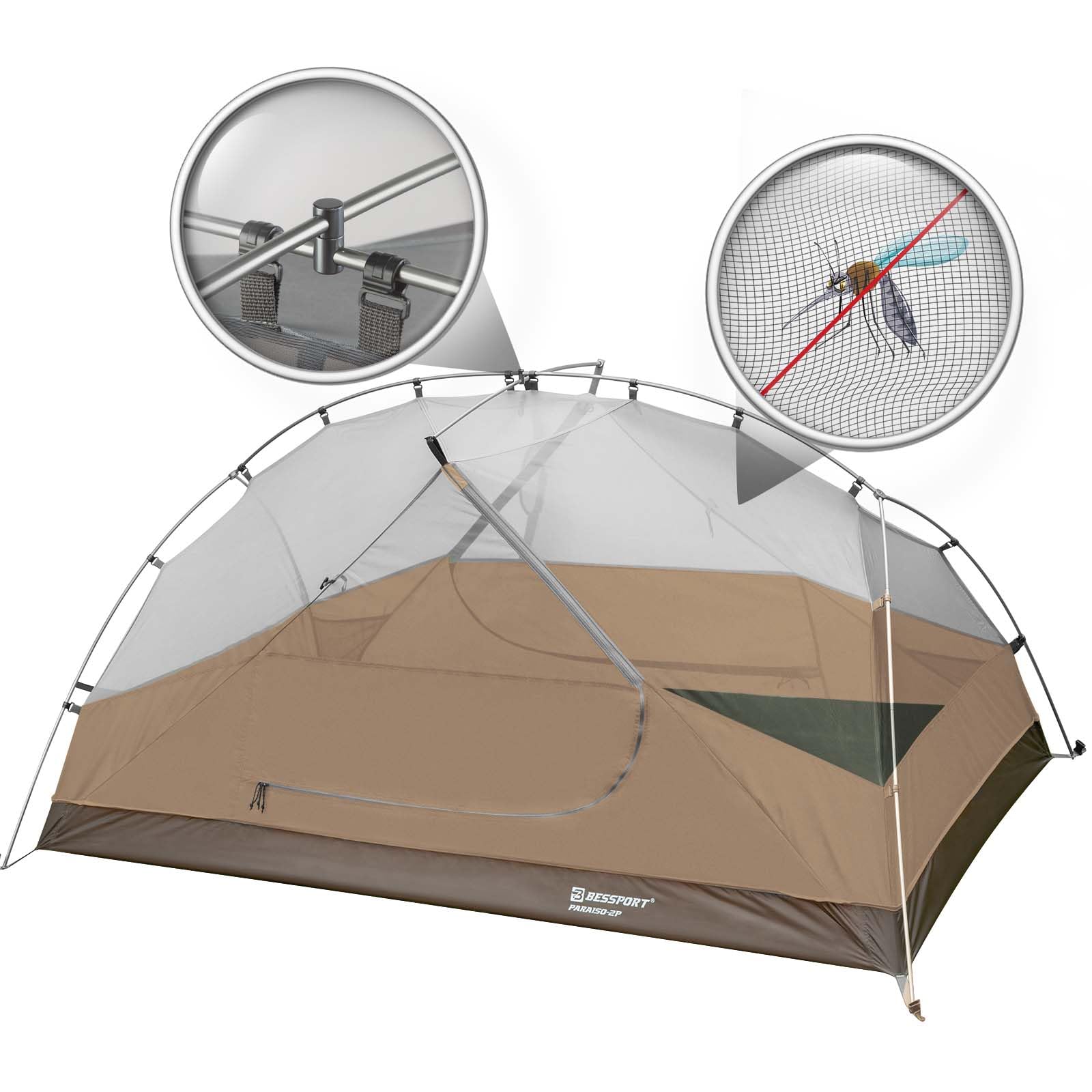 Bessport camping tent waterproof seams demonstrate reliable rain protection.