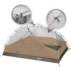 Bessport camping tent waterproof seams demonstrate reliable rain protection.