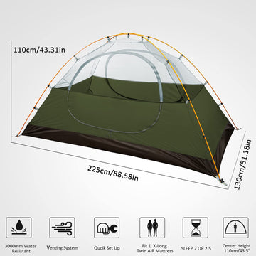 Bessport tent with two doors and vestibules for easy access and gear storage