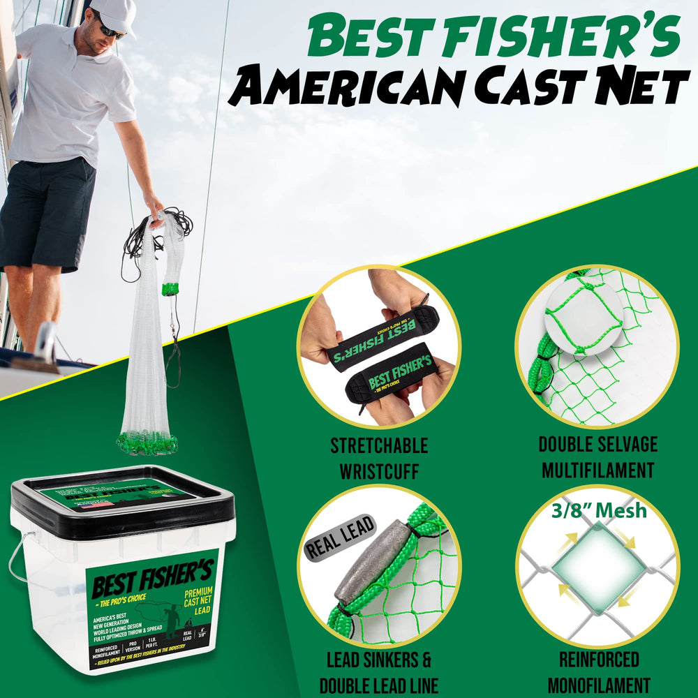 Best Fisher's American Pro Cast Net double line for added strength.
