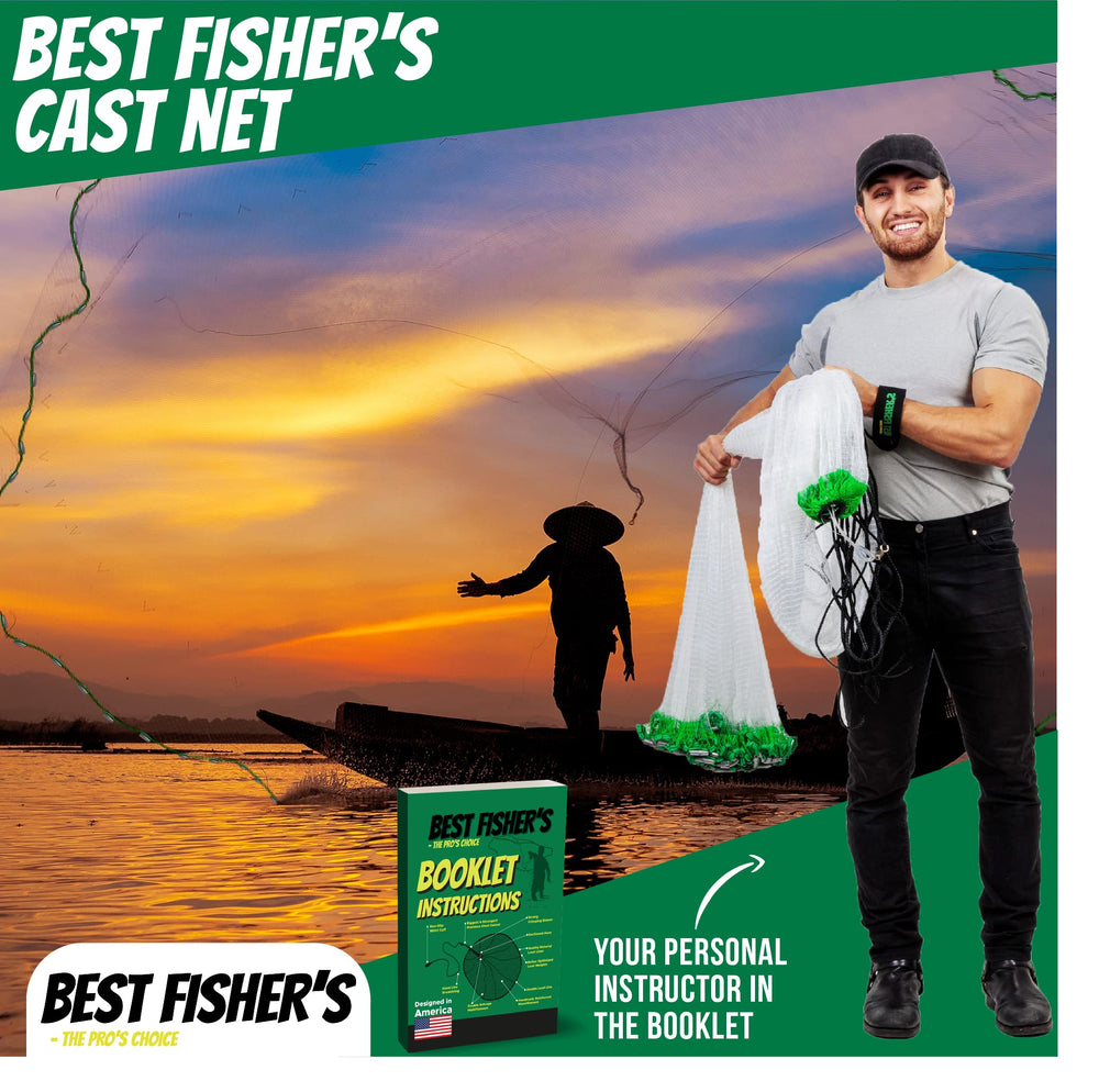 Best Fisher's American Pro Cast Net real lead 1 lb per ft for stable sink.