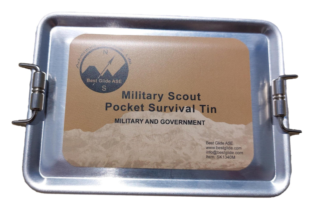 Best Glide ASE Military Scout Survival Kit front view for rugged readiness.