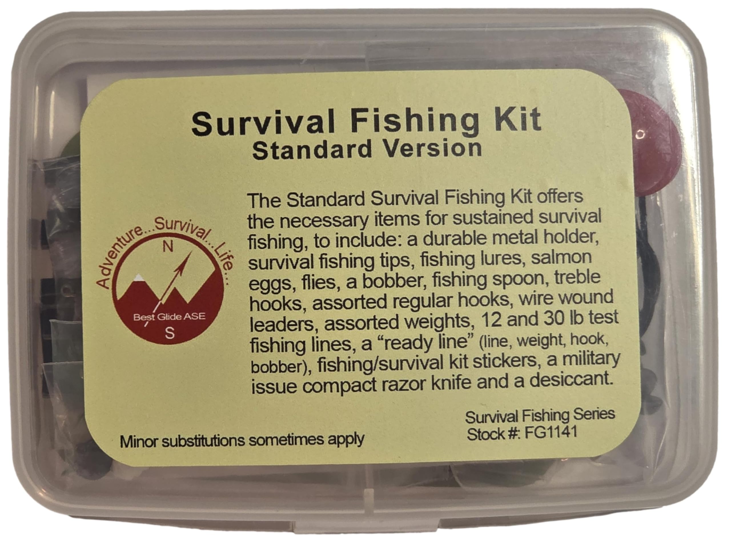 Best Glide ASE Survival Fishing Kit Standard Version in a horizontal-lid container