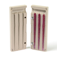 Best NJ soft plastic mold shows five-eighth-inch injection compatibility for at-home lure making.