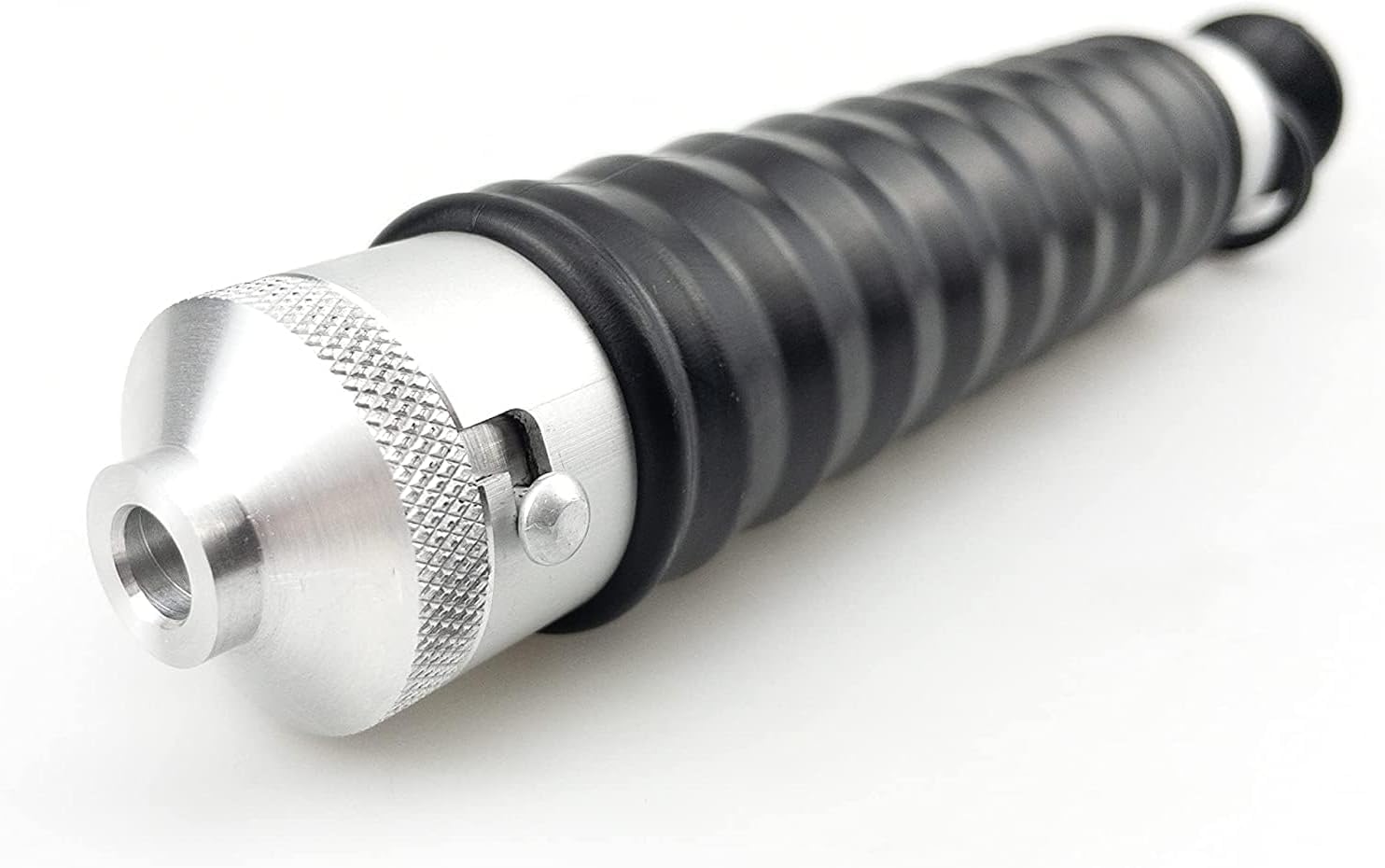 Best_nj 120ml aluminum injector closeup highlighting locking nozzle