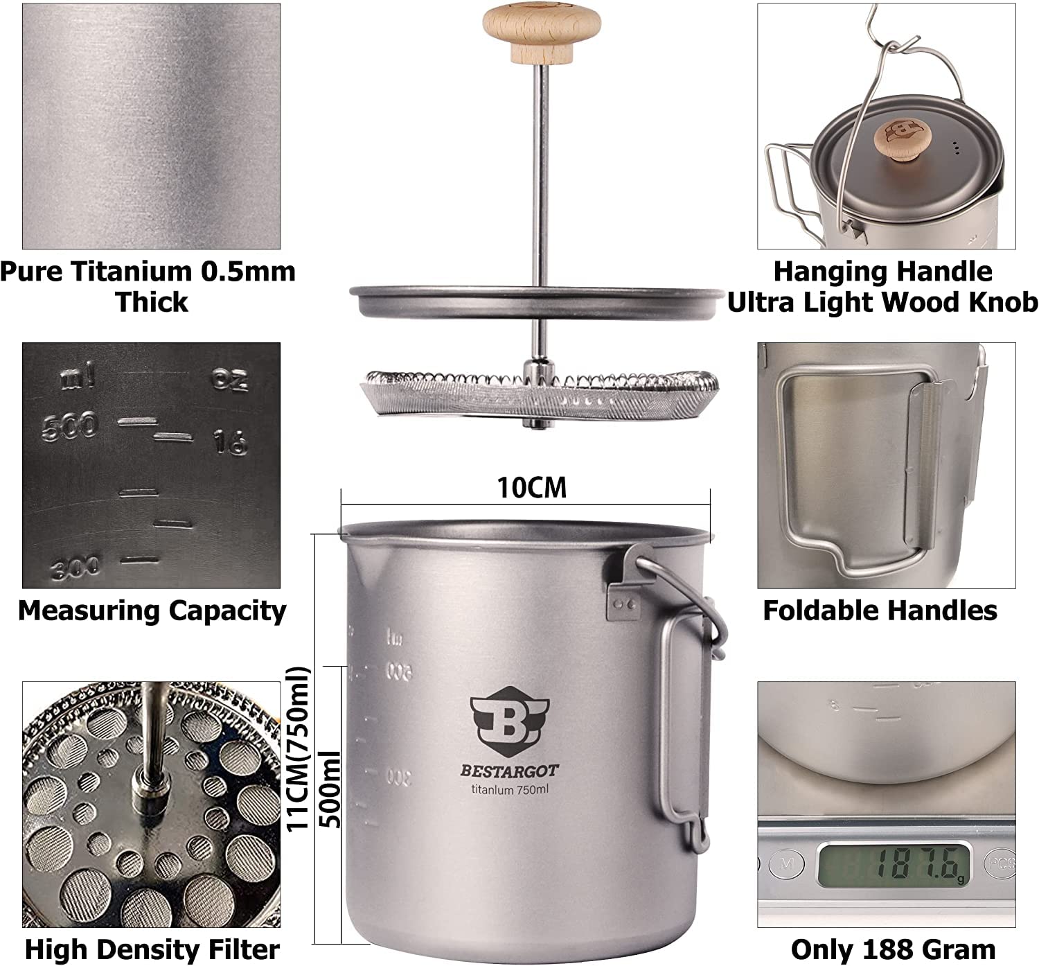 Bestargot titanium pot 750ml cooking-pot setup shows versatile camp meals.