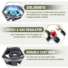 Bestfire 0-20 PSI regulator with 4 ft hose for safe propane hookup.