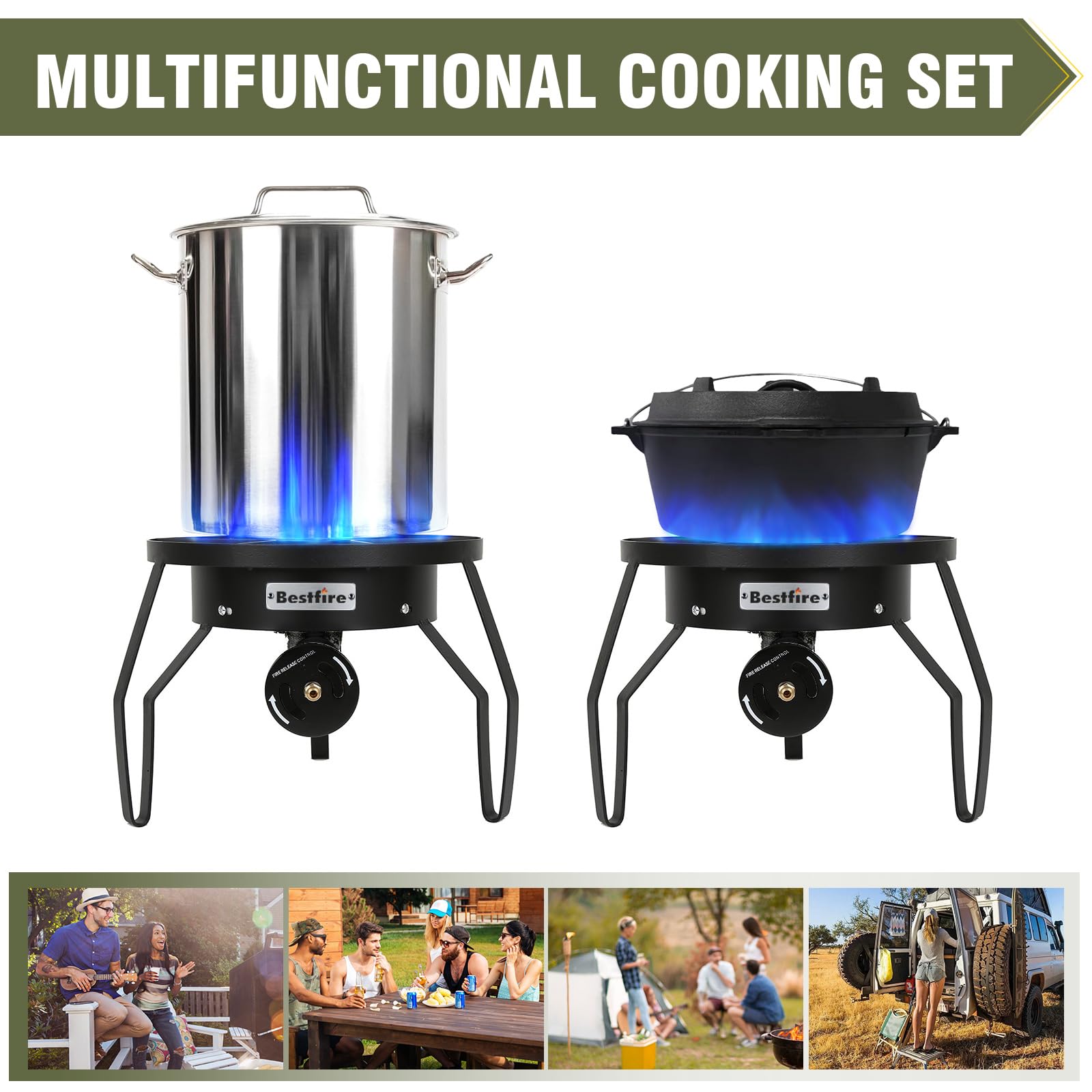 Bestfire auto-ignition stove — quick, tool-free lighting for immediate cooking.