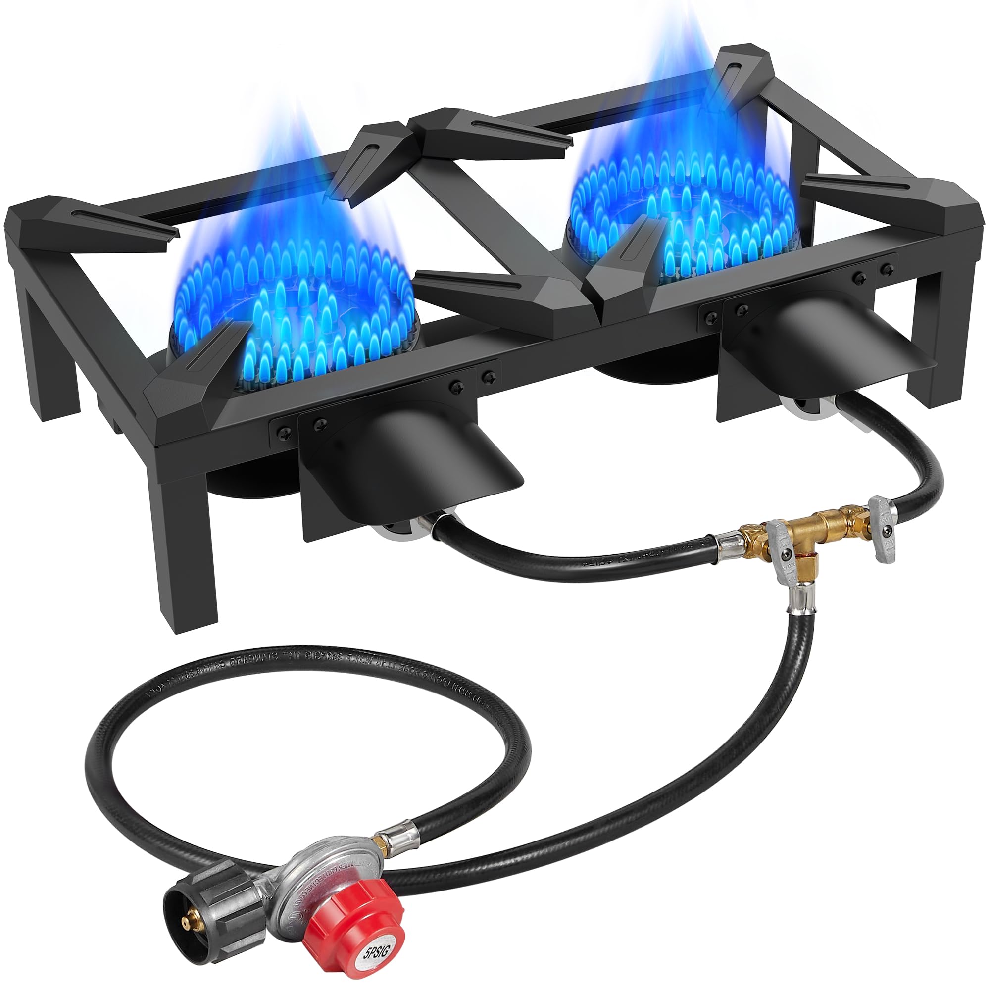BESTFIRE double burner stove showing rapid campsite setup for easy outdoor meals