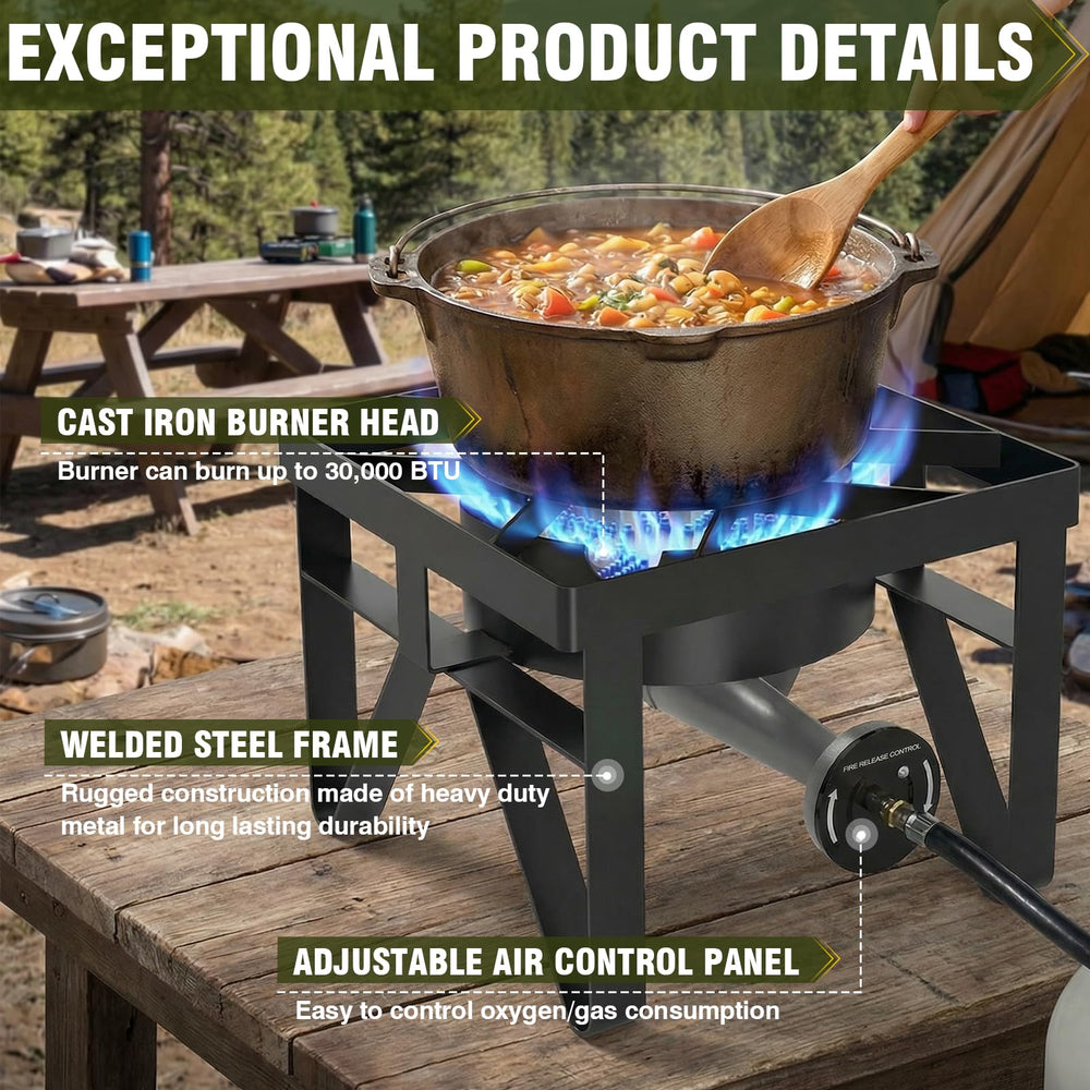 BESTFIRE heavy-duty frame highlights durability for heavy use in camping and backyard cooking.