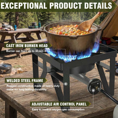 BESTFIRE heavy-duty frame highlights durability for heavy use in camping and backyard cooking.