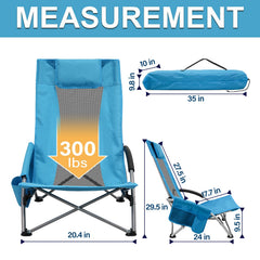 BESTHLS two-pack beach chairs with cup-holder for hands-free drinks.