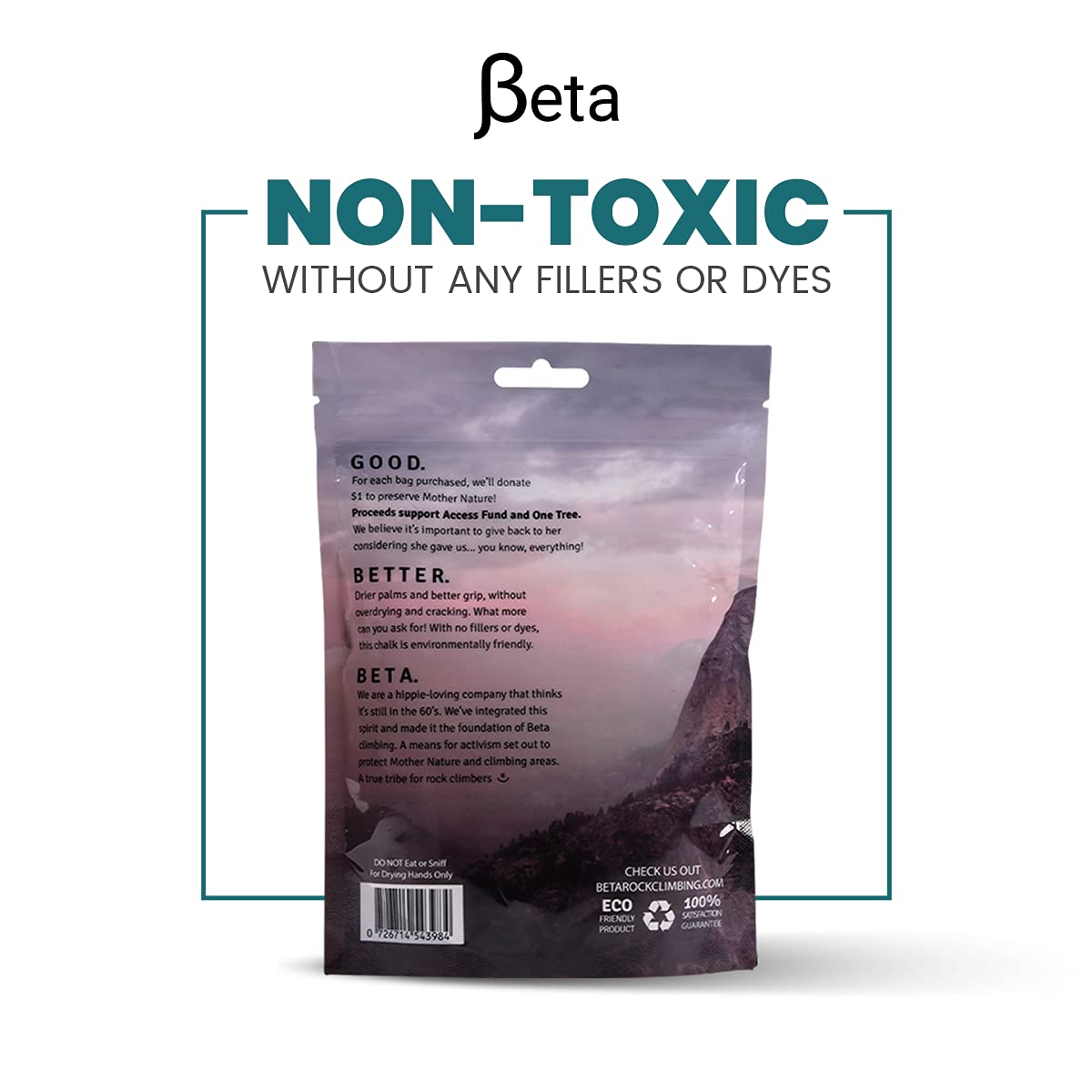 Beta Climbing chalk reduces moisture for better holds for bouldering