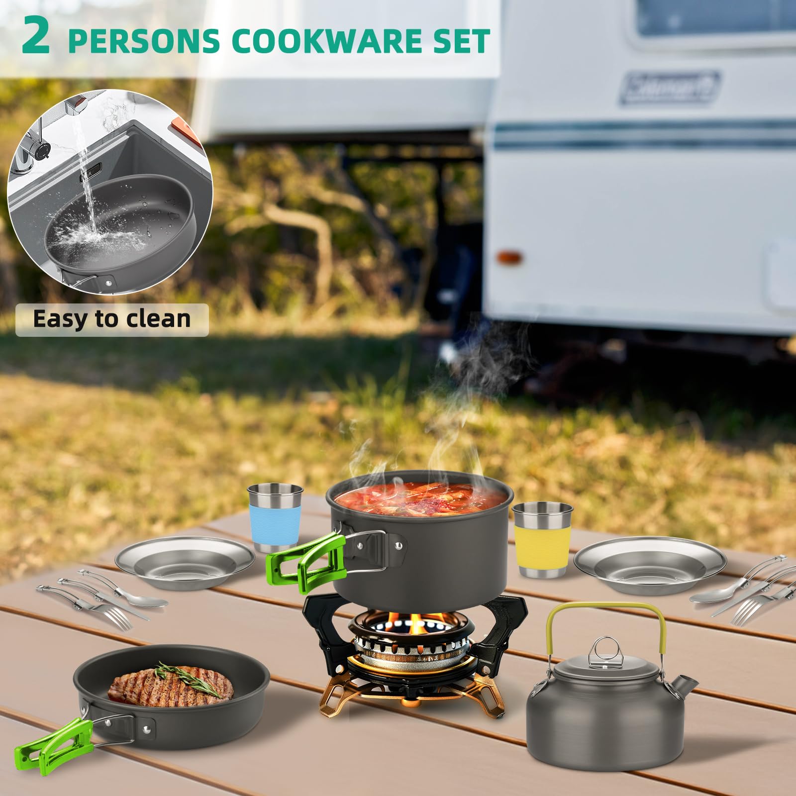 Beteray foldable-handle cookware enables safe handling and compact packing.