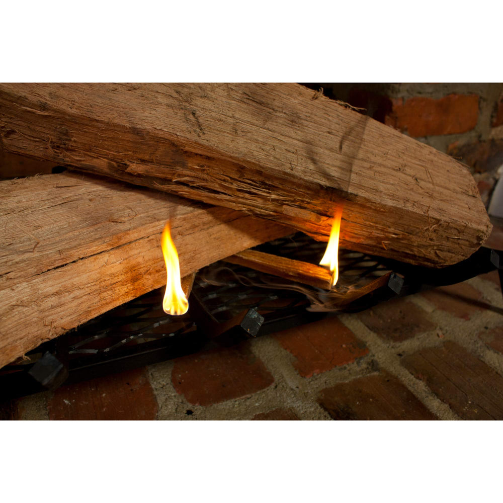 Fire pit setup with Better Wood Fatwood burlap bag for a smoother start.