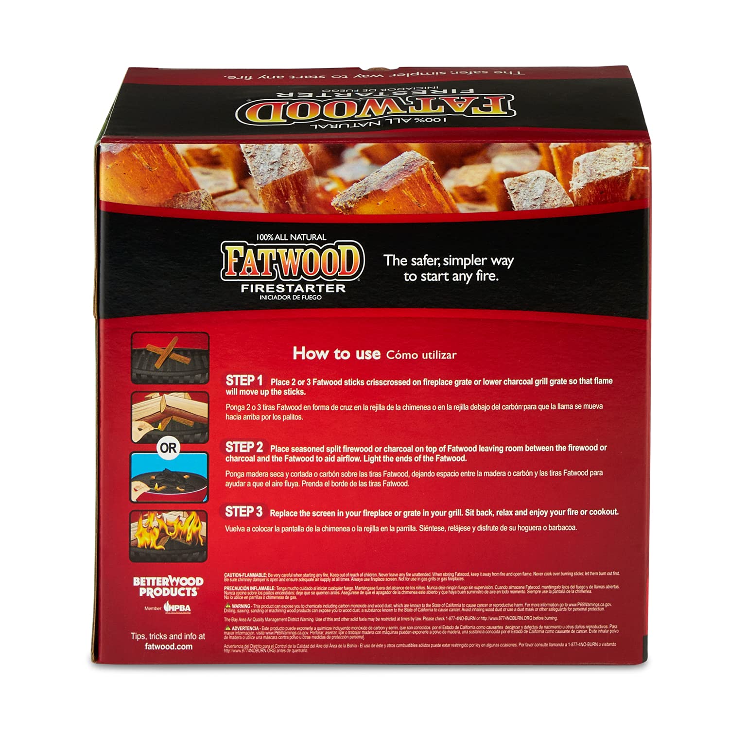 Better Wood Products Fatwood firestarter beside a grill demonstrates easy BBQ or cooking prep.