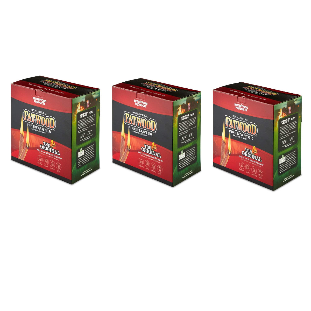 Betterwood Fatwood 5lb firestarter packaging ready for quick, mess-free fires.
