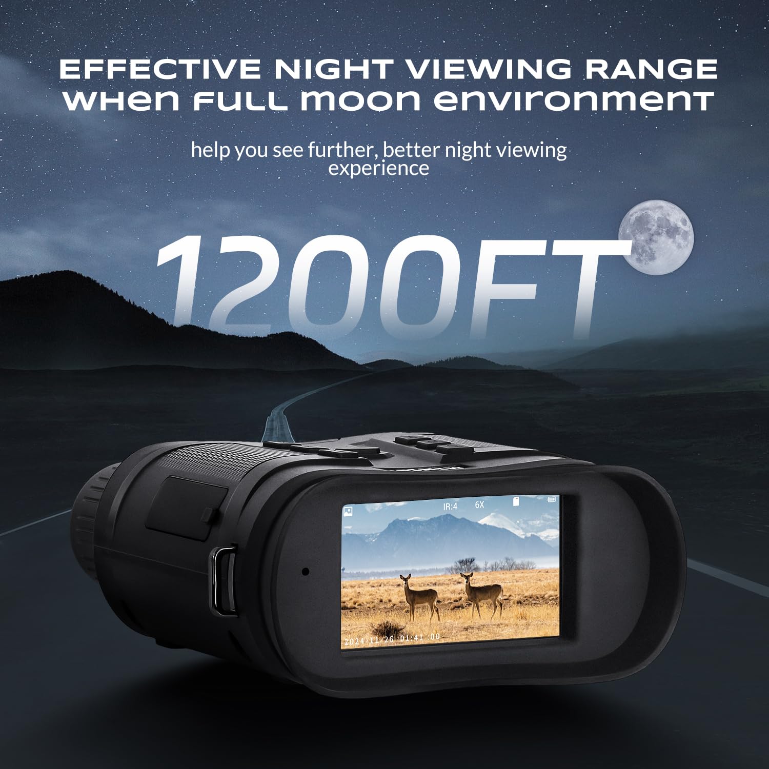 Bettitope night vision goggles internal rechargeable battery supports long trips.