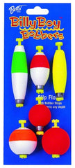 Betts Billy Boy 94 weighted snap-on floats close-up showing colors and textures for easy bite detection.