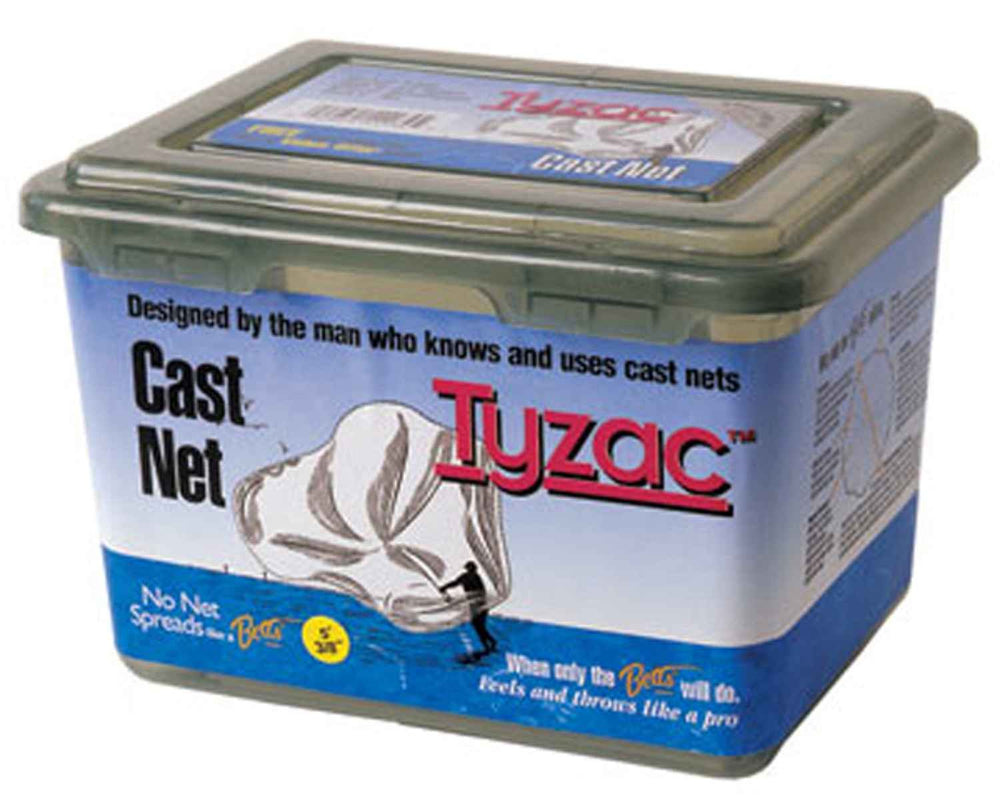Betts Tyzac cast net for fishing bait opens wide for quick bait capture and fast sinking.