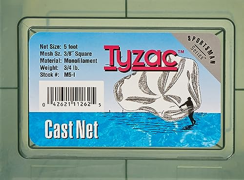 Betts Tyzac cast net with iron weights sinks fast for stable spreads.