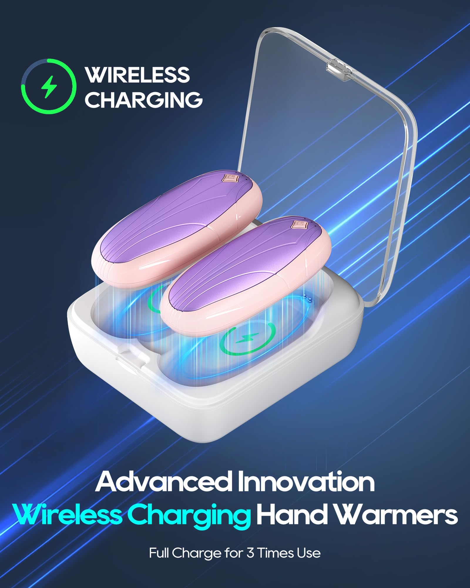 Beuchan hand warmers wireless charging case image shows cord-free warmth for on-the-go use